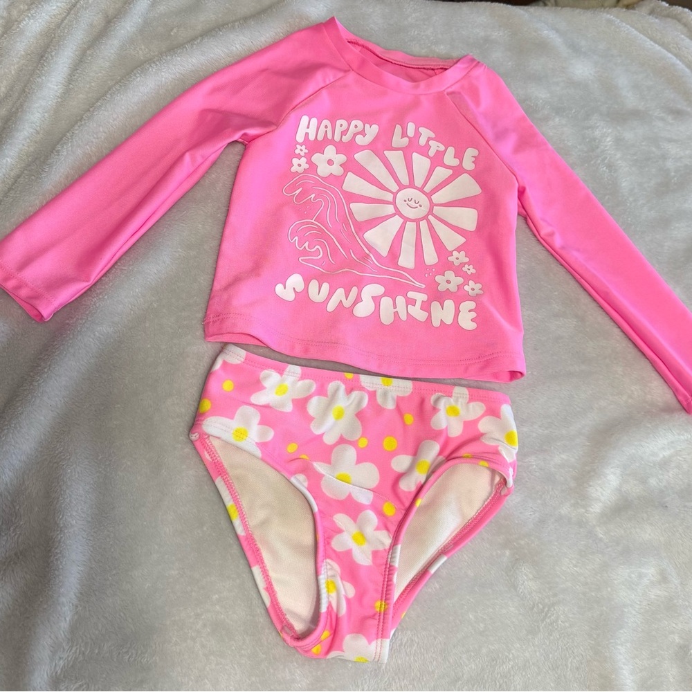 Happy Little Sunshine Pink Kids Swim Set
